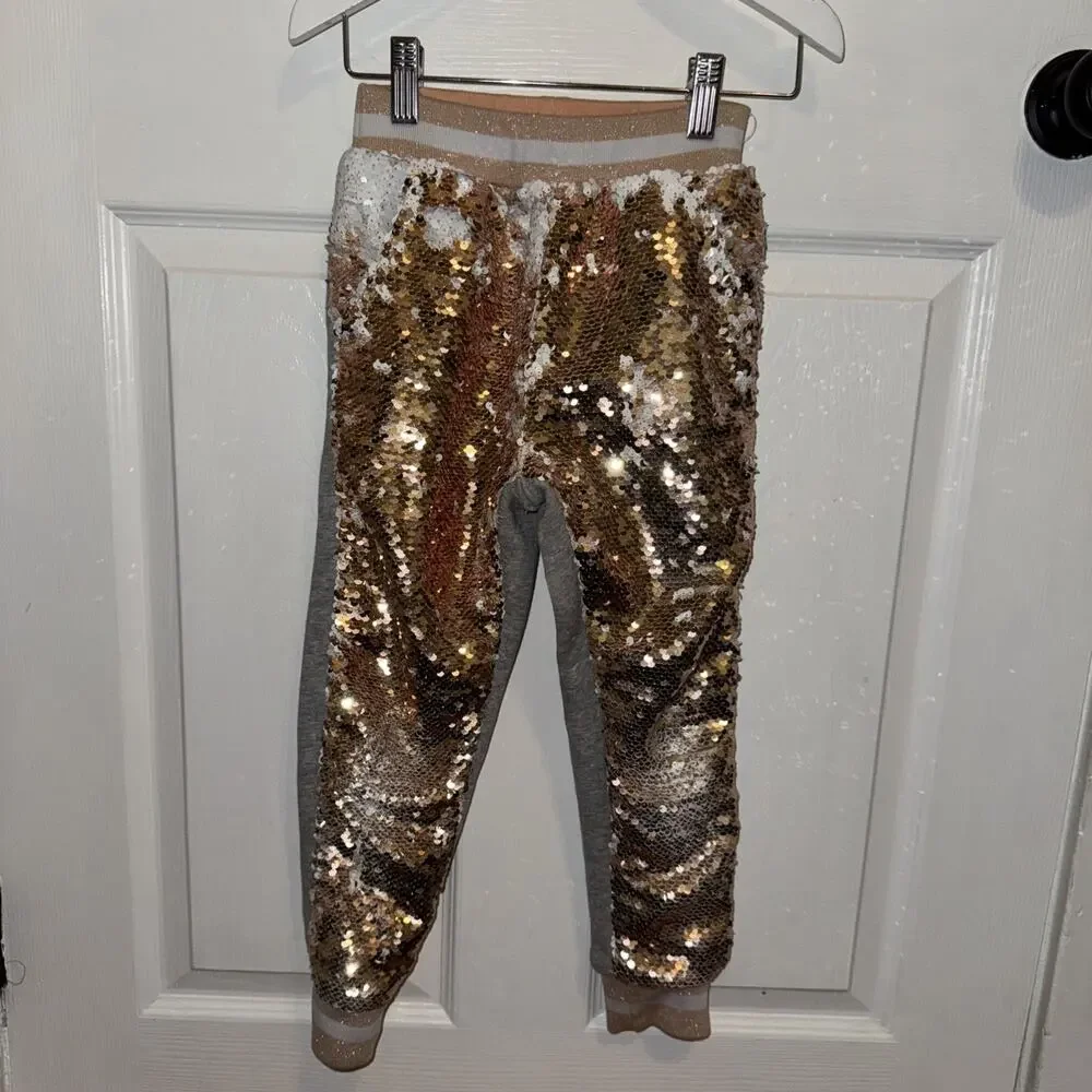 Lola And The Boys Girls Sequin Jogger Pants‎ Size 6 Pull On * FLAW*